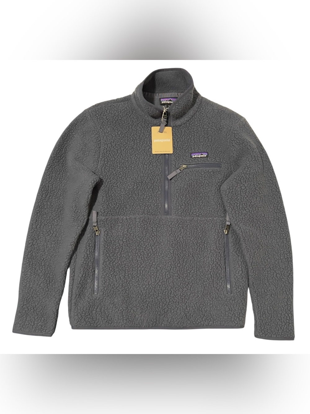 NWT Patagonia Women's XS Retro Pile Marsupial Pullover Smolder Blue Sweater
